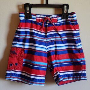 UV Skinz Blue, Red & White Stripe Swim Trunks Size 2T